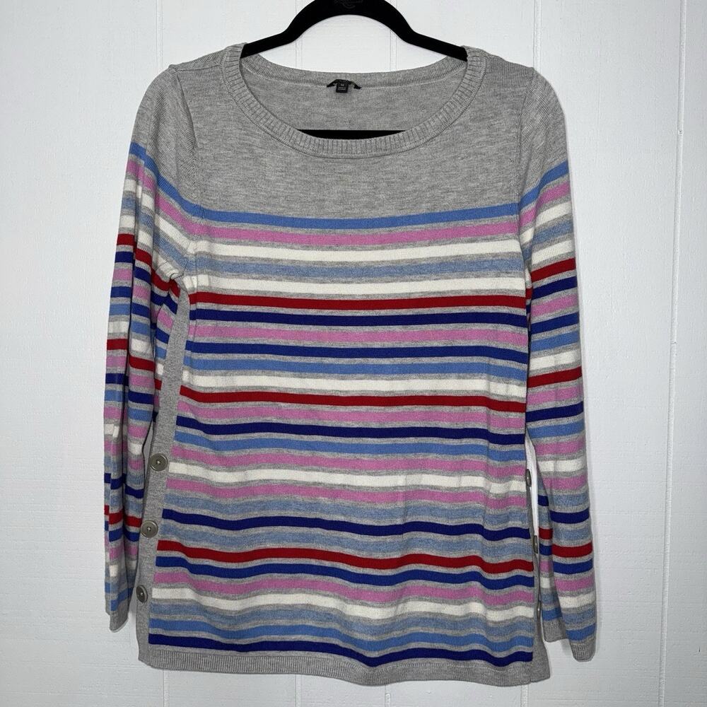 Talbots Women’s Multi Stripe Side Button Sweater Size Medium